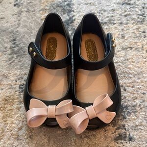 Mini Melissa Black and Pink Bow Mary Janes